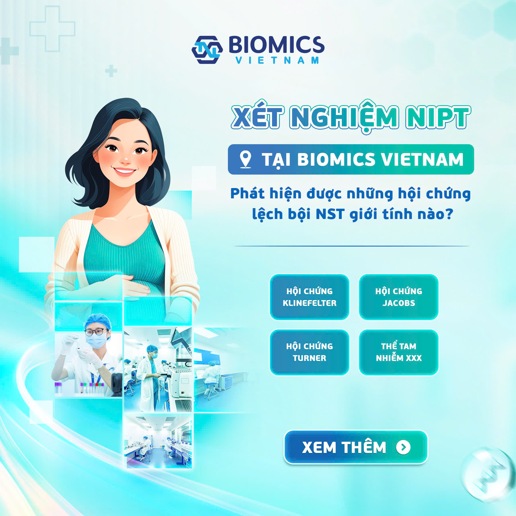 Các lệch bội nhiễm sắc thể giới tính được khảo sát trong các gói xét nghiệm NIPT tại Biomics