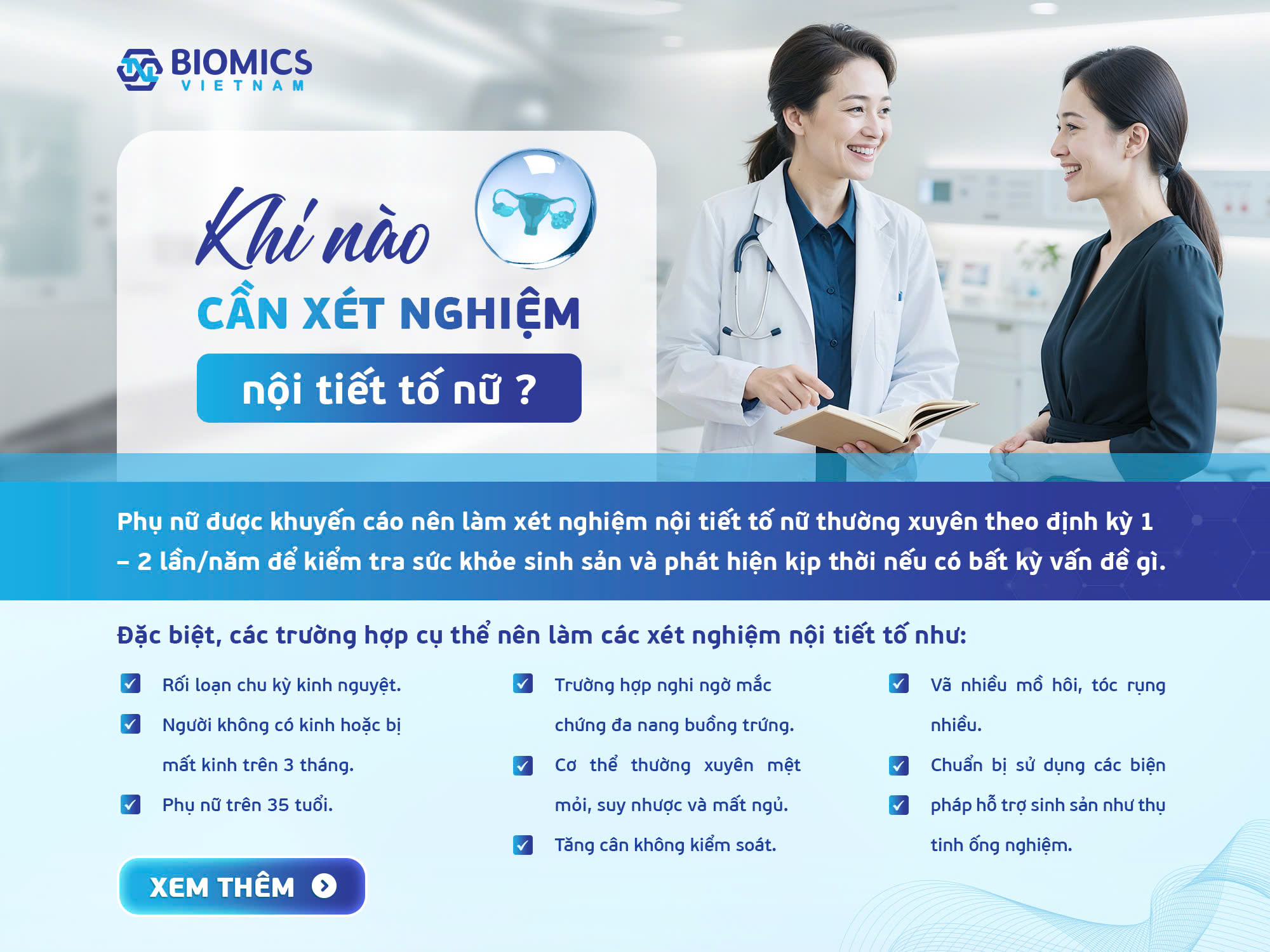 Xét nghiệm nội tiết tố nữ và thời điểm xét nghiệm